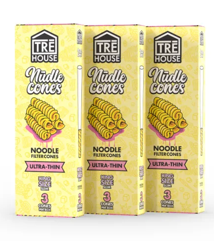 Tre House Nudle Cones Ultra-Thin King Size Slim 3PK. Premium slow burning cones, crafted from natural plant fibers, and chlorine-free 