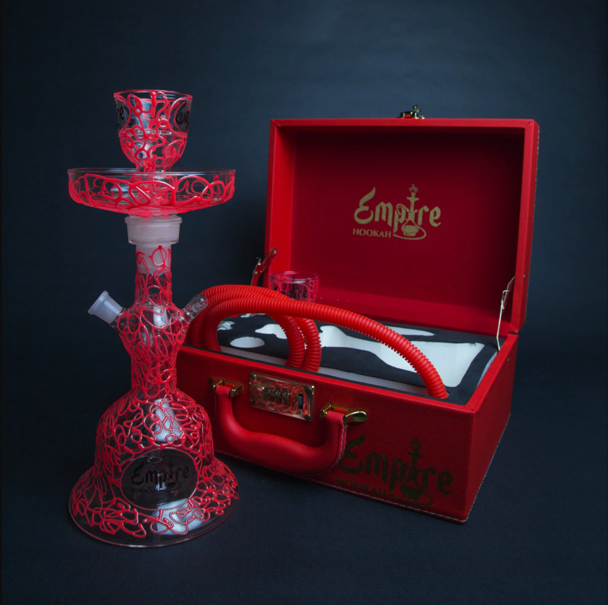 Empire Glow in the Dark Hookah Set: Red