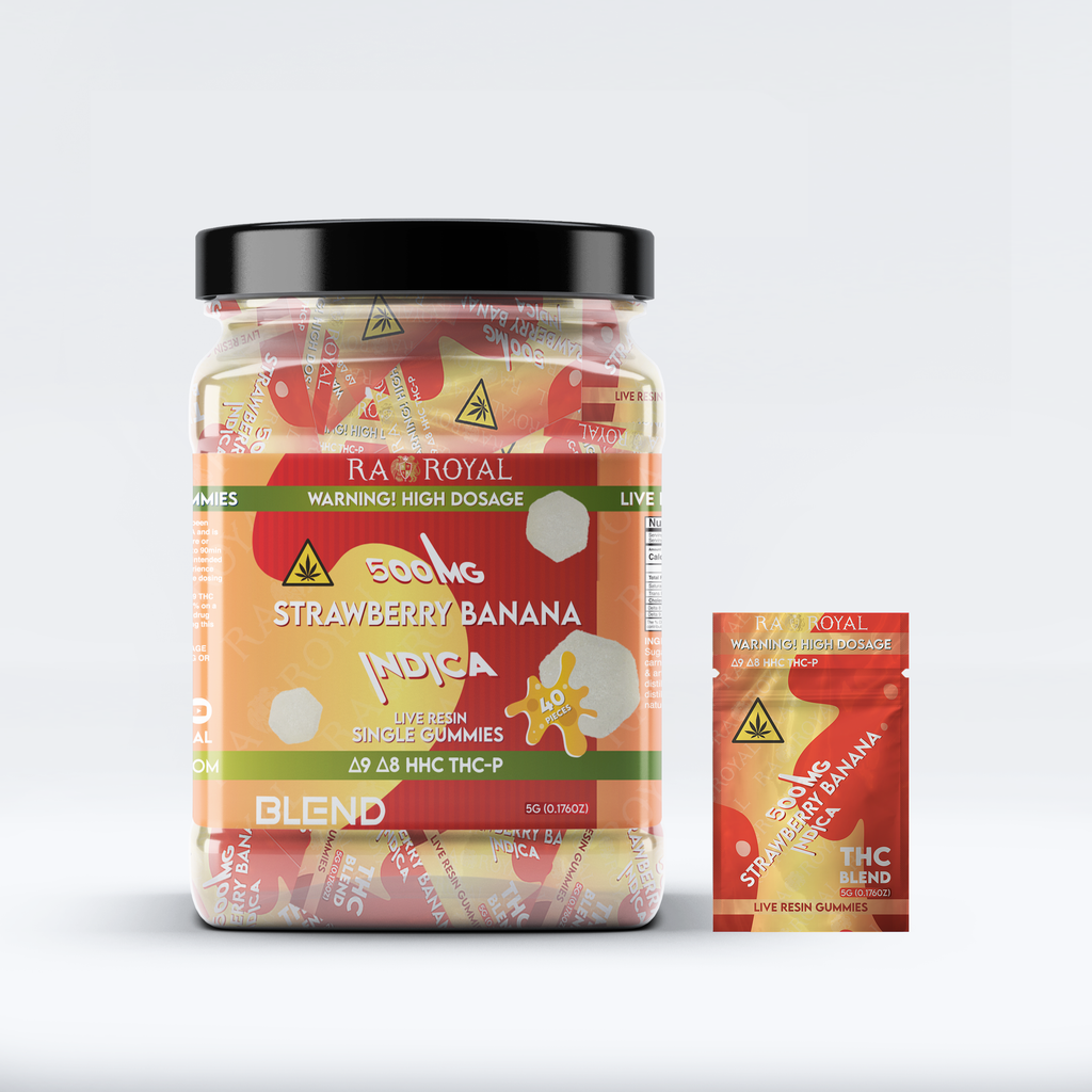 RA Royal THC Blend 500MG 40CT Single Gummy: Strawberry Banana (Indica)