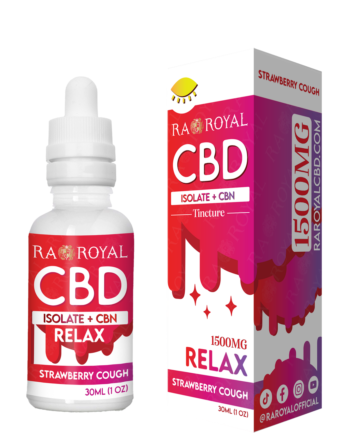 RA Royal CBD Blend 1500MG Tincture: Strawberry Cough (Relax)