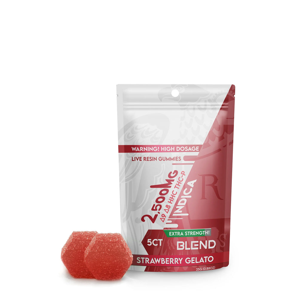 Ra Royal Strawberry Gelato Indica Live Resin Blend Gummies 2500MG