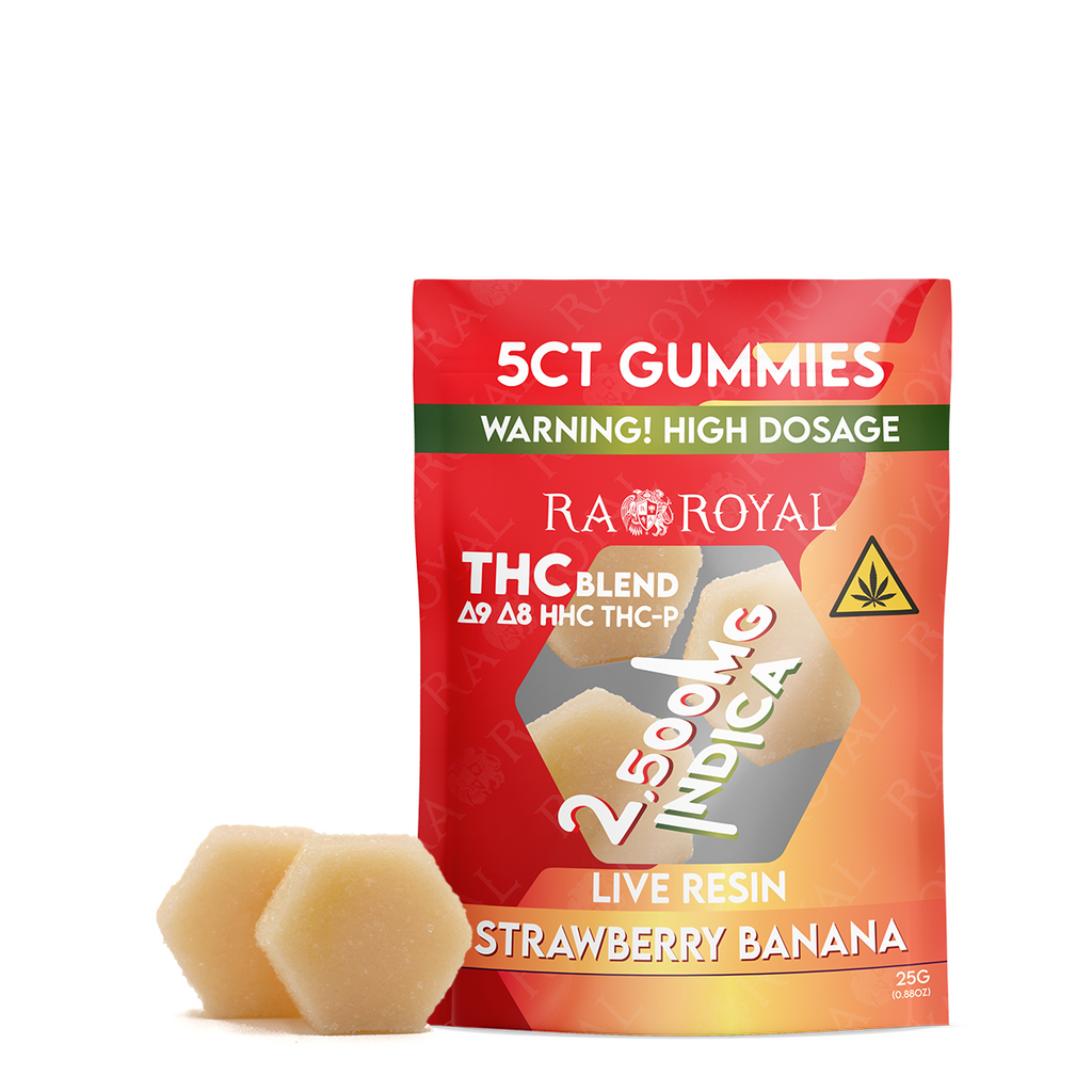 Ra Royal Strawberry Banana Indica Live Resin Blend Gummies 2500MG