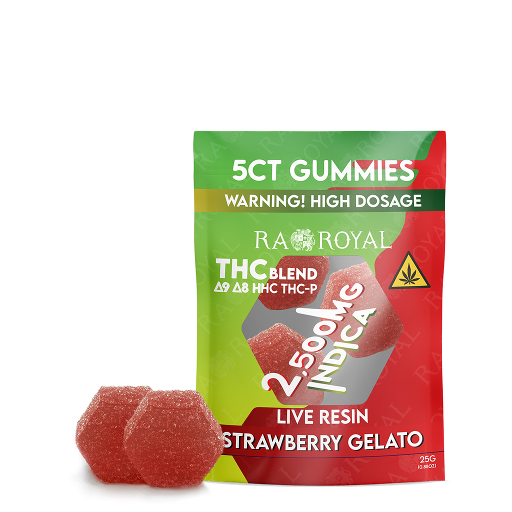 Ra Royal Strawberry Gelato Indica Live Resin Blend Gummies 2500MG