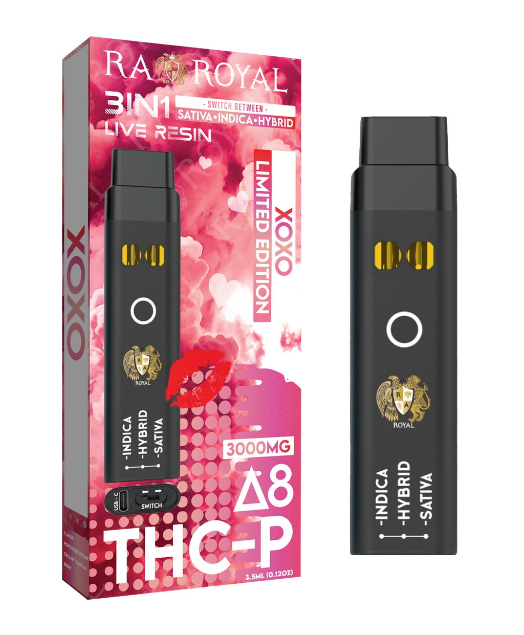RA Royal Delta 8 + THCp Three In One Vape XOXO Flavor