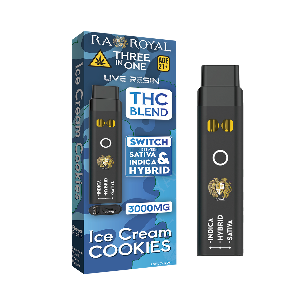 RA Royal THC Blend 3in1 Vape: Ice Cream Cookies