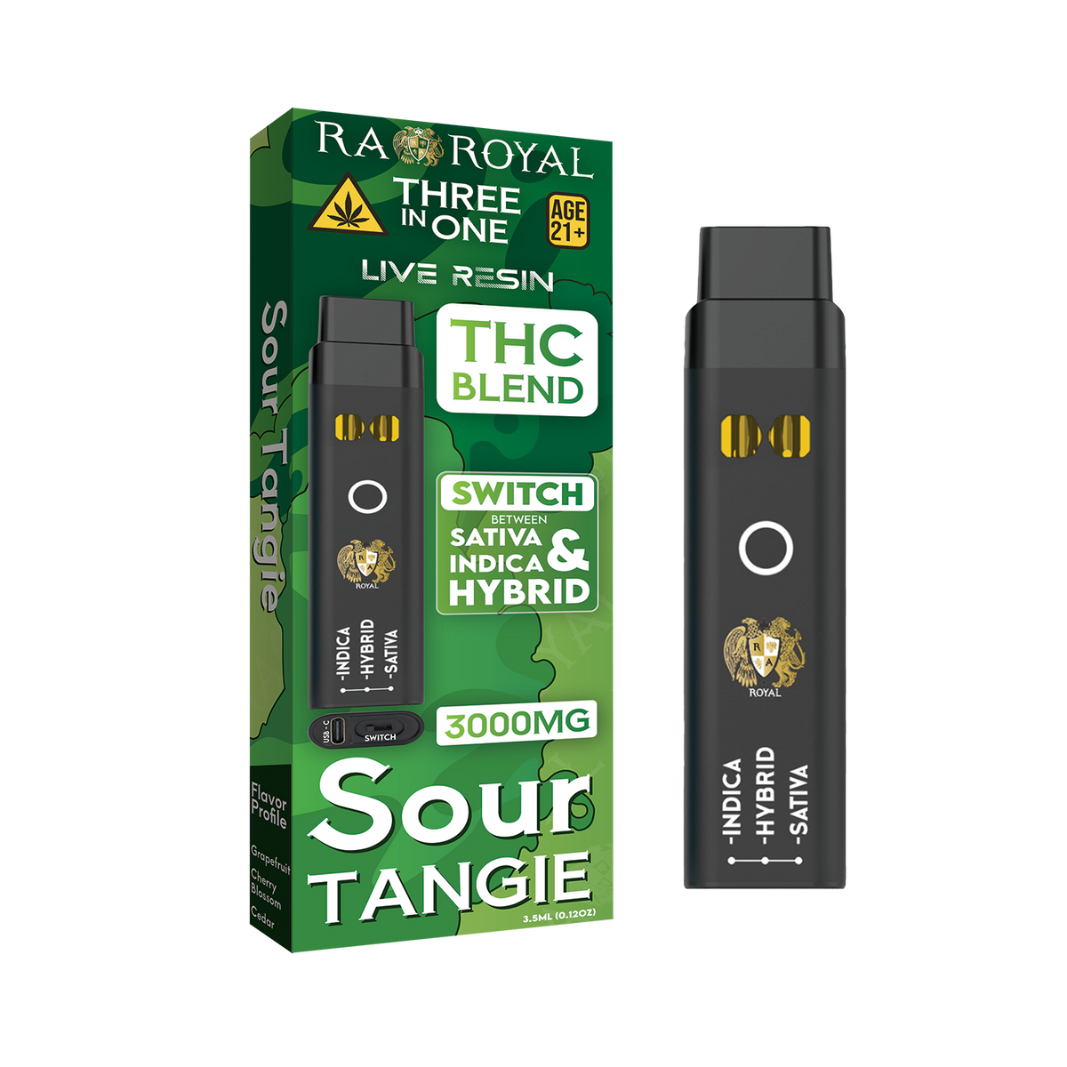 RA Royal THC Blend 3in1 Vape: Sour Tangie