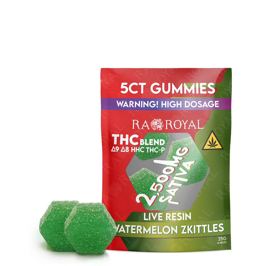 Ra Royal Watermelon Zkittles Sativa Live Resin Blend Gummies 2500MG