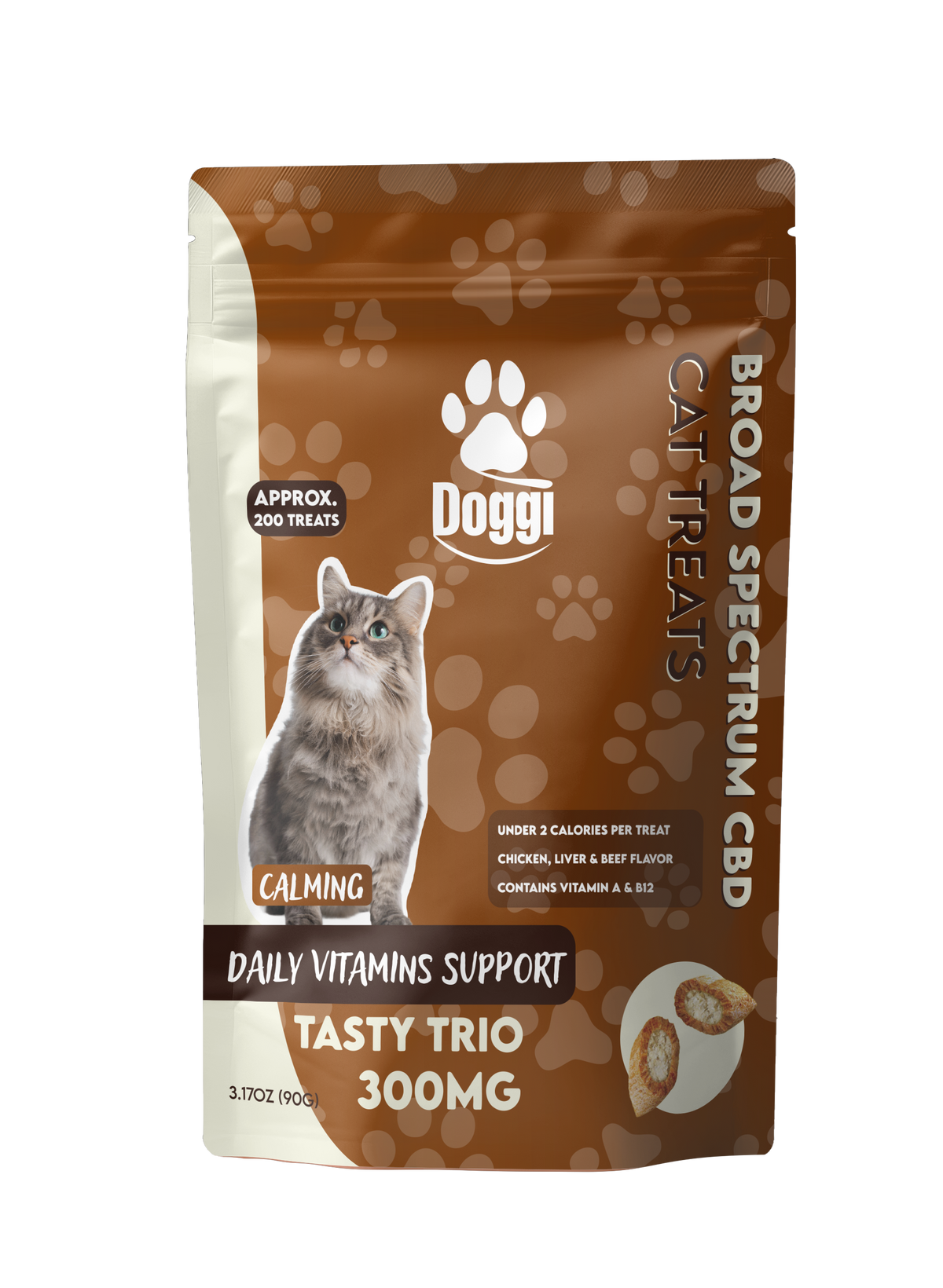 Doggi CBD 300MG Daily Vitamin Support Cat Treats: Tasty Trio
